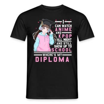 Sehen Sie sich Anime und KPOP die ganze Nacht über - Männer T-Shirt - Schwarz - Vorne - AI Model Male 178 light (178cm)