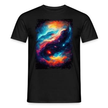 Space Galaxy Aquarell Nebel Muster - Männer T-Shirt - Schwarz - Vorne - AI Model Male 178 light (178cm)