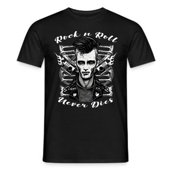 Rock n Roll niemals stirbt Dark Rockabilly Greaser - Männer T-Shirt - Schwarz - Vorne - AI Model Male 178 light (178cm)