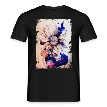 Himmlisch Blumenblumenraum Aquarell Galaxy Boho - Männer T-Shirt - Schwarz - Vorne - AI Model Male 178 light (178cm)