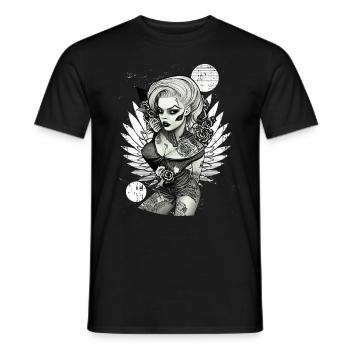 Pin auf Zombie -Mädchen dunkle Rockabilly 50er äst - Männer T-Shirt - Schwarz - Vorne - AI Model Male 178 light (178cm)