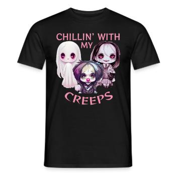 Chillin mit meinem Creeps Horror Chibi Anime Hallo - Männer T-Shirt - Schwarz - Vorne - AI Model Male 178 light (178cm)