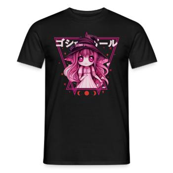 Kawaii Pastell Goth Witch Anime Chibi Vaporwave - Männer T-Shirt - Schwarz - Vorne - AI Model Male 178 light (178cm)