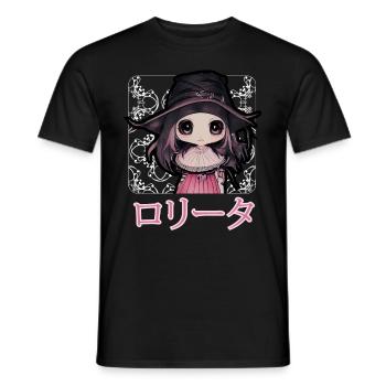 Gothic Lolita Hexe Japanisch Chibi Anime Pastell G - Männer T-Shirt - Schwarz - Vorne - AI Model Male 178 light (178cm)