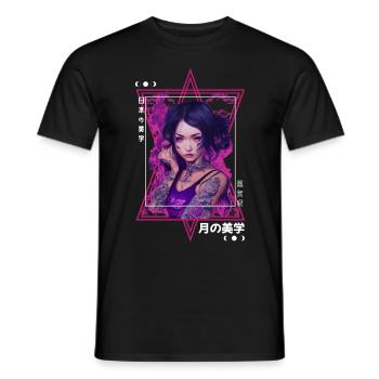Kantiges japanisches Tattoo Witch ästhetisches Dam - Männer T-Shirt - Schwarz - Vorne - AI Model Male 178 light (178cm)