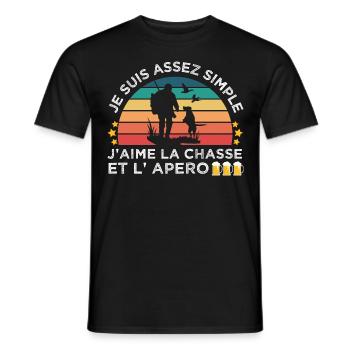 Chasse et apéro humour chasseur cadeau chasse cool - T-shirt homme - noir - Devant - AI Model Male 178 light (178cm)