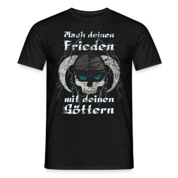 Wikinger Totenkopf , mach deinen Frieden mit - Männer T-Shirt - Schwarz - Vorne - AI Model Male 178 light (178cm)