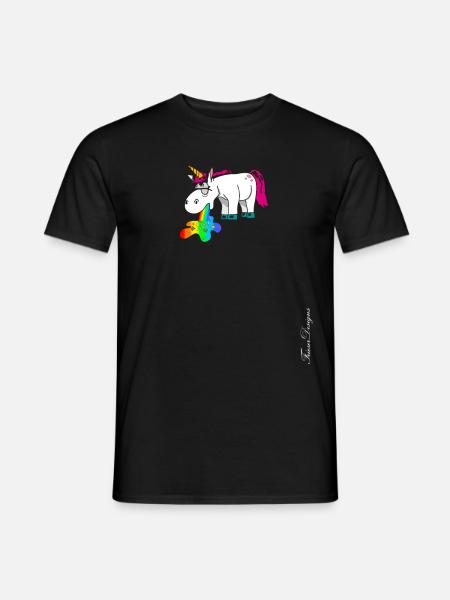 Mignonne licorne pukes arc-en-ciel coloré - T-shirt homme - noir