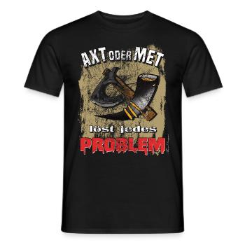 Wikinger Axt oder Met löst jedes Problem lustige - Männer T-Shirt - Schwarz - Vorne - AI Model Male 178 light (178cm)