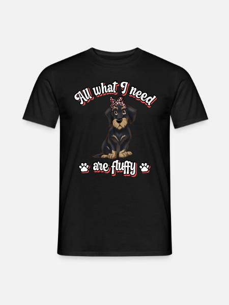 Everything I need are fluffy cute dog dachshund - Men's T-Shirt - black