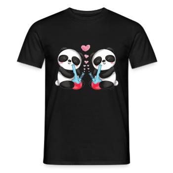 Panda Bears in Love Smoke Bong Cute - Men's T-Shirt - black - Front - AI Model Male 178 light (178cm)