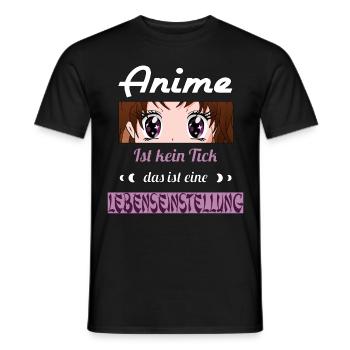 Anime ist kein Tick ist eine Lebenseinstellung - Männer T-Shirt - Schwarz - Vorne - AI Model Male 178 light (178cm)