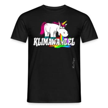 Klimawandel Einhorn hat es satt und kotzt - Männer T-Shirt - Schwarz - Vorne - AI Model Male 178 light (178cm)