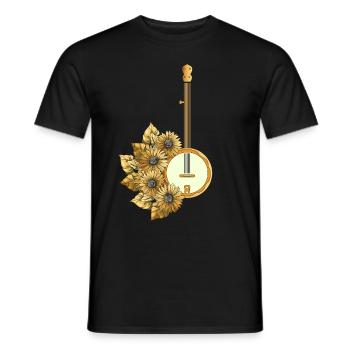 Retro Fleurs Banjo Floral Bluegrass Musique - T-shirt homme - noir - Devant - AI Model Male 178 light (178cm)