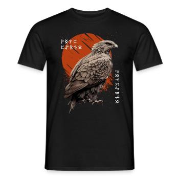 Buzzard Celtic Viking Runes Norse Mythology Bird - Männer T-Shirt - Schwarz - Vorne - AI Model Male 178 light (178cm)