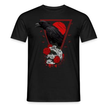Gothique Corbeau Floral Crâne Goth Sorcière occulte - T-shirt homme - noir - Devant - AI Model Male 178 light (178cm)