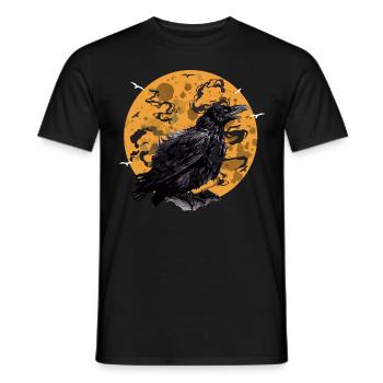 Creepy Moon Crow Raven Bird Full Moon Halloween - T-shirt homme - noir - Devant - AI Model Male 178 light (178cm)