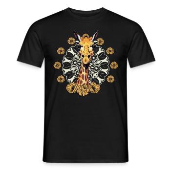 Fleur de coquelicot girafe mignonne Mandala Afrique Animal - T-shirt homme - noir - Devant - AI Model Male 178 light (178cm)