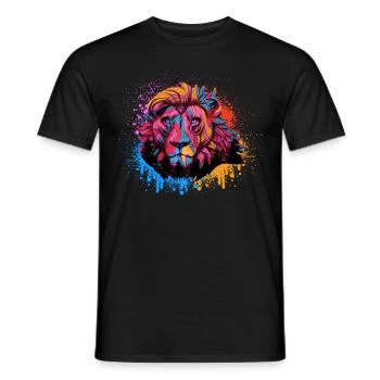 Colorful Rainbow Lion Leo Animal Abstract Color - Men's T-Shirt - black - Front - AI Model Male 178 light (178cm)