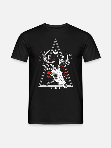 Gothic Deer Skull Moon Phase Witch Occult - Männer T-Shirt - Schwarz