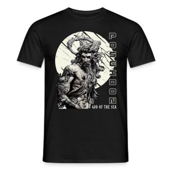 God Of The Sea Poseidon Ancient Greek Mythology - Men's T-Shirt - black - Front - AI Model Male 178 light (178cm)