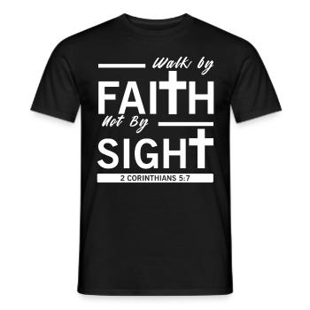 Marchez par la foi et non par la vue 2 Corinthiens Bible Ver - T-shirt homme - noir - Devant - AI Model Male 178 light (178cm)