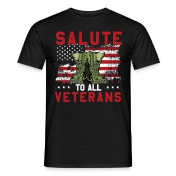 Salute To All Veterans Army Boots Patriotic US Fla - Men's T-Shirt - black - Front - AI Model Male 178 light (178cm)