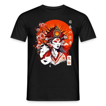 Japanese Geisha Kimono Cherry Blossom Sakura - Men's T-Shirt - black - Front - AI Model Male 178 light (178cm)