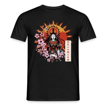 Amaterasu Omikami Sakura Blossom Japanese Sun Godd - Men's T-Shirt - black - Front - AI Model Male 178 light (178cm)
