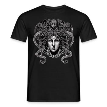 Mythologie grecque antique Gorgone de tête de Méduse - T-shirt homme - noir - Devant - AI Model Male 178 light (178cm)