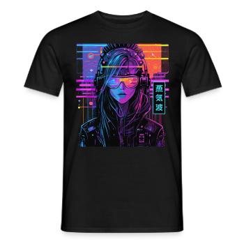 Cyberpop Girl Japanese Streetwear Urban Vaporwave - Men's T-Shirt - black - Front - AI Model Male 178 light (178cm)