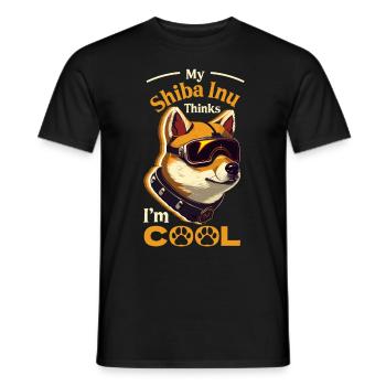 Mon Shiba Inu pense que je suis cool Japonais futuriste D - T-shirt homme - noir - Devant - AI Model Male 178 light (178cm)