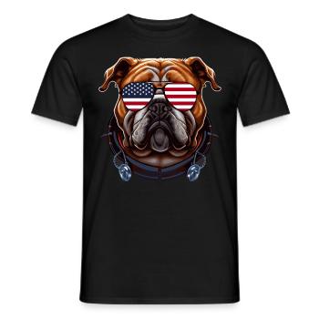 Lunettes de soleil drapeau des États-Unis Bulldog Patriotic Pet Dog Owne - T-shirt homme - noir - Devant - AI Model Male 178 light (178cm)