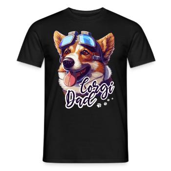 Corgi Dad Sci-Fi Futuristic Pembroke Welsh Corgi - Men's T-Shirt - black - Front - AI Model Male 178 light (178cm)