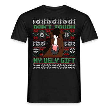Dont Touch Ugly Brown Horse Rider Winter - Men's T-Shirt - black - Front - AI Model Male 178 light (178cm)