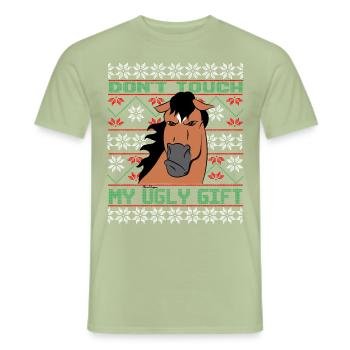 Dont Touch Ugly Brauner Pferd Rider Winter - Männer T-Shirt - Sage - Vorne - AI Model Male 178 light (178cm)