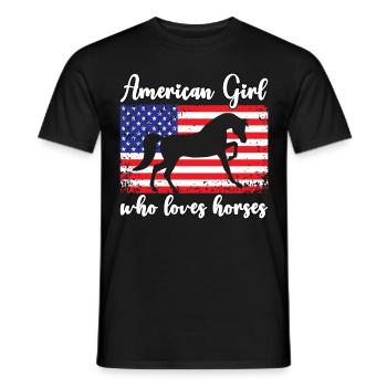 Amerikanisches Mädchen, das Arabische Pferde liebt - Männer T-Shirt - Schwarz - Vorne - AI Model Male 178 light (178cm)