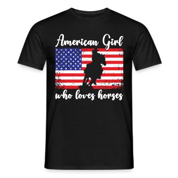 Amerikanisches Mädchen, das Arabische Pferde liebt - Männer T-Shirt - Schwarz - Vorne - AI Model Male 178 light (178cm)