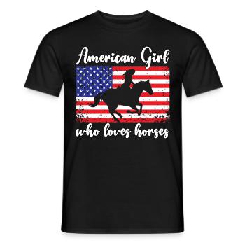 Amerikanisches Mädchen, das Arabische Pferde liebt - Männer T-Shirt - Schwarz - Vorne - AI Model Male 178 light (178cm)