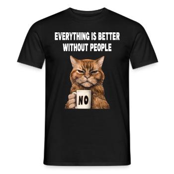 Mieux sans les gens Grumpy Funny Cat - T-shirt homme - noir - Devant - AI Model Male 178 light (178cm)