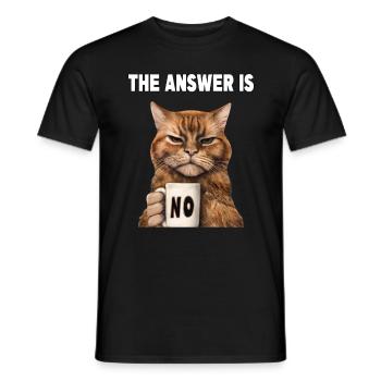 La réponse est non. Chat grincheux et drôle - T-shirt homme - noir - Devant - AI Model Male 178 light (178cm)