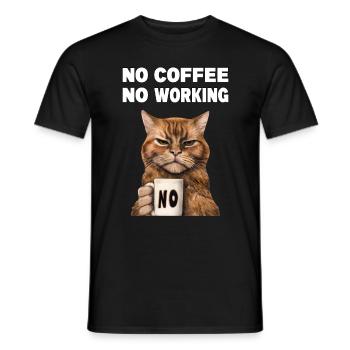 no coffee no working. Mürrische Lustige Katze - Männer T-Shirt - Schwarz - Vorne - AI Model Male 178 light (178cm)