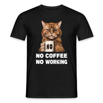 no coffee no working. Grumpy Funny Cat - Men's T-Shirt - black - Front - AI Model Male 178 light (178cm)