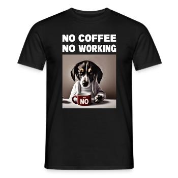no coffee no working. Grumpy Funny Dog - Men's T-Shirt - black - Front - AI Model Male 178 light (178cm)