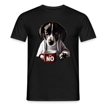 Cute dog in pajamas says no - Men's T-Shirt - black - Front - AI Model Male 178 light (178cm)