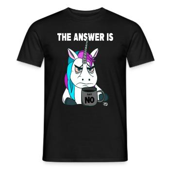 Just no. Grumpy funny unicorn with coffee - Men's T-Shirt - black - Front - AI Model Male 178 light (178cm)