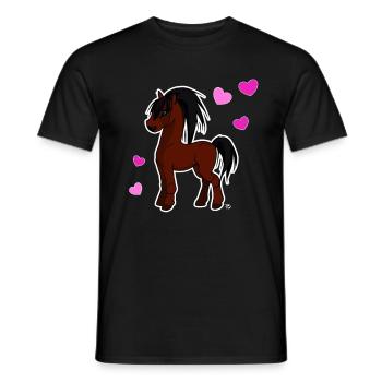 kawaii horse cute pony with hearts - Men's T-Shirt - black - Front - AI Model Male 178 light (178cm)