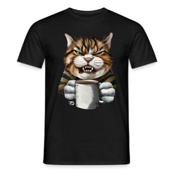 Cat in a bad mood funny - Men's T-Shirt - black - Front - AI Model Male 178 light (178cm)