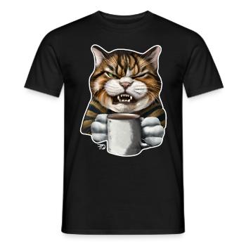 Chat fatigué avec une mauvaise humeur drôle - T-shirt homme - noir - Devant - AI Model Male 178 light (178cm)