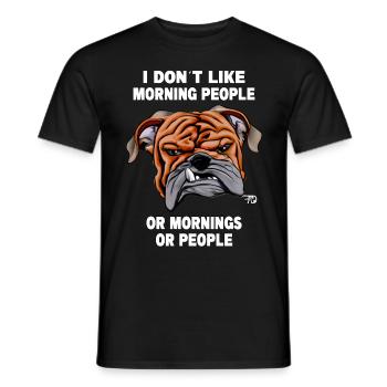 don ́t like morning people, cute dog face - Men's T-Shirt - black - Front - AI Model Male 178 light (178cm)
